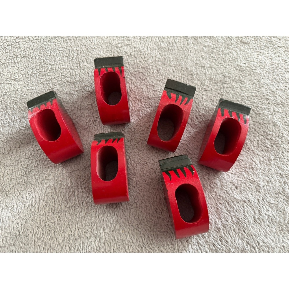 Vintage Wooden Strawberry Napkin Rings Set of 6 Red Fruit Hand Painted Kitchen - Picture 2 of 5